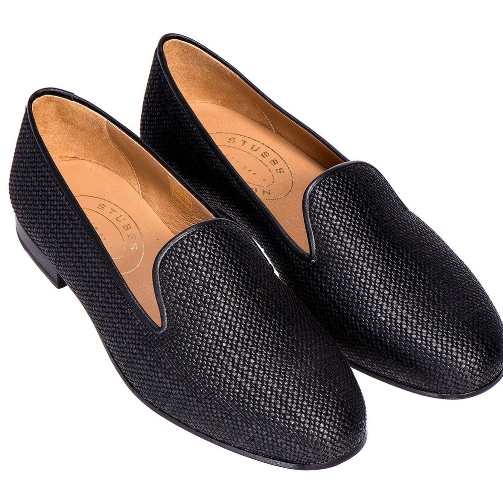 MENS BLACK RAFFIA STUBS AND WOOTEN SLIPPER SIZE 9.5